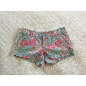 LILLY PULITZER The Walsh Short Jellyfish Print Size 0 Blue and Pink Preppy Beach